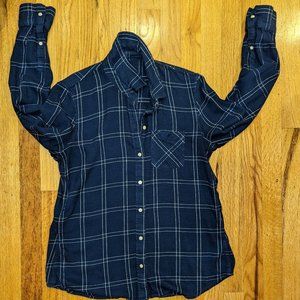 Gap Flannel Women's Button-Down, Dark Blue, Size Med